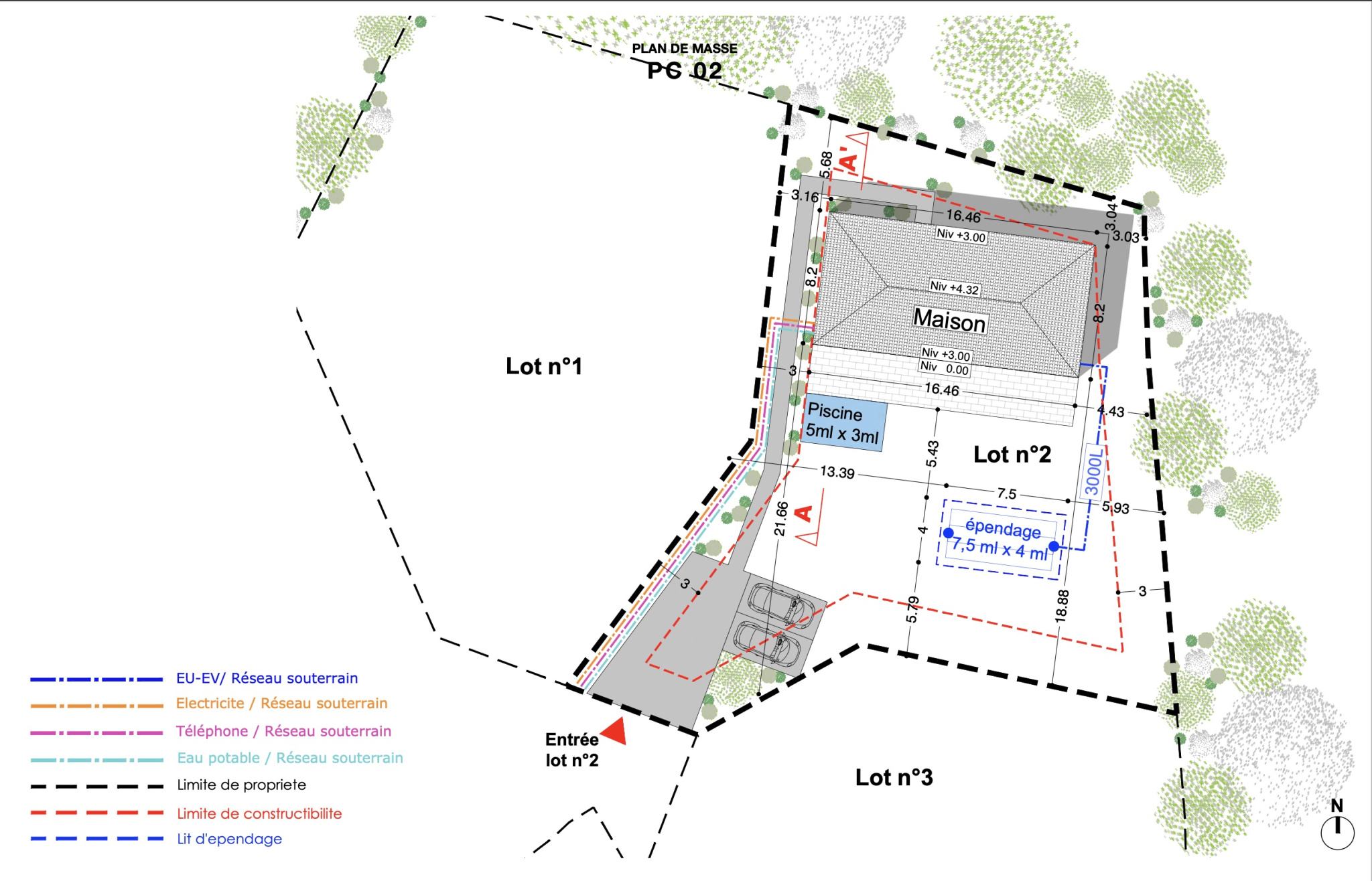 Terrain constructible 900m2 - Permis de construire accépté